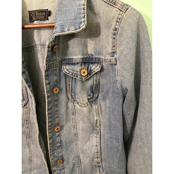 Ci Sono Denim Collection Light Wash Womens Cropped Jean Jacket With Button Front - Picture 2 of 7